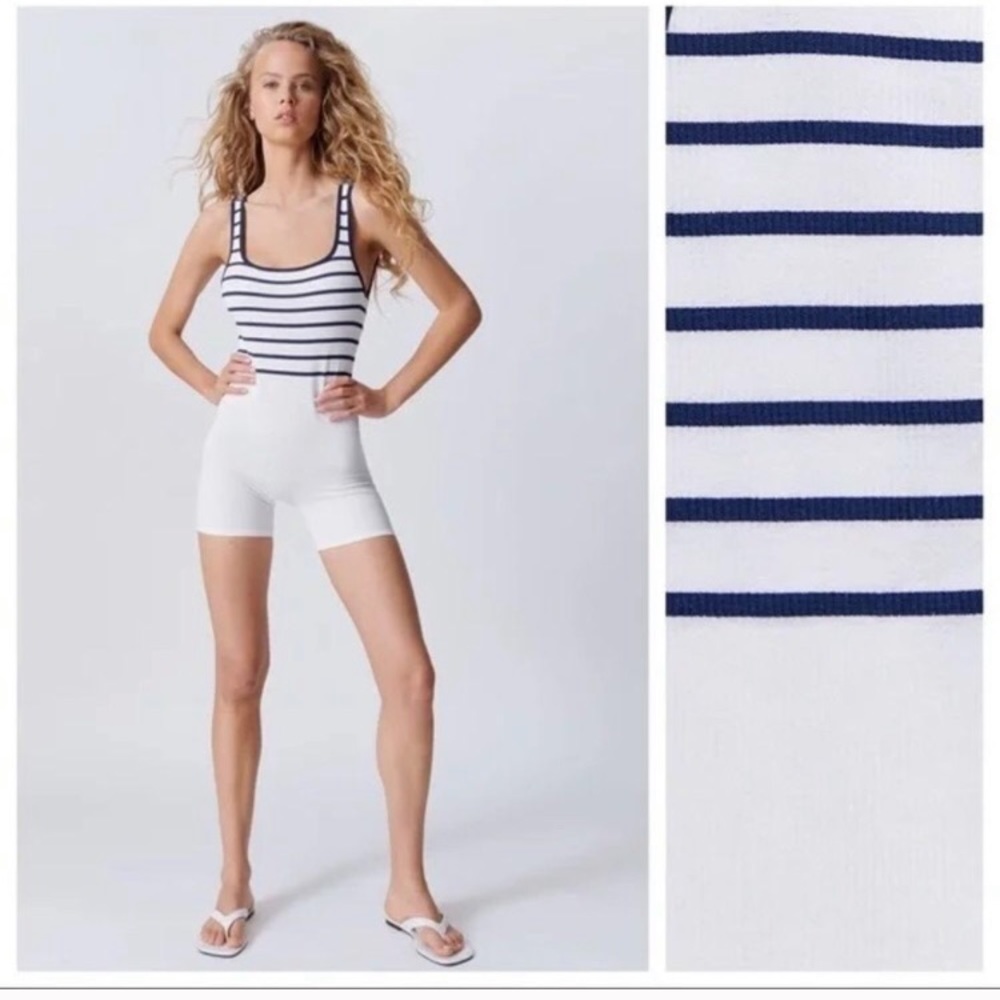 Zara Limitless Contour Collection Playsuit Romper White Blue medium large - Picture 3 of 11